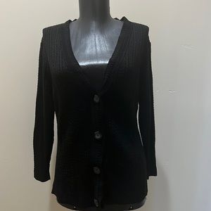 Jones New York black knit button down cardigan size Small